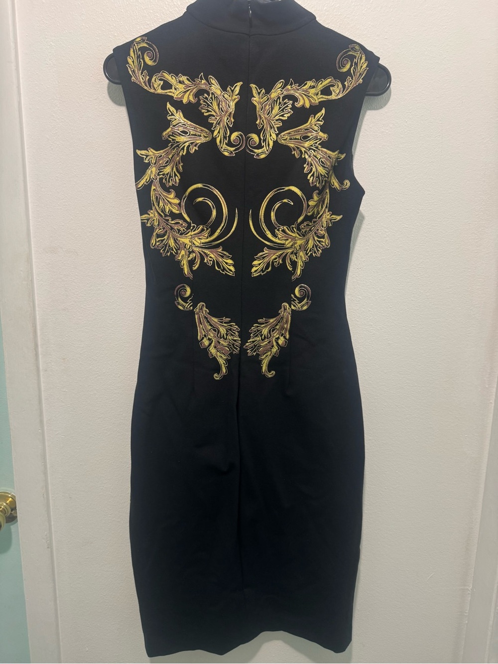 Cache Black Body Con Dress with Gold Baroque Embellishment - Picture 4 of 8